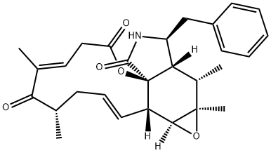 3H-Oxacyclododecino[2,3-d]oxireno[f]isoindole-5,9,11(4H,8H,12H)-trione, 13,13a,14,14a,15a,15b-hexahydro-4,6,14,14a-tetramethyl-13-(phenylmethyl)-, (1E,4S,6E,10aS,13S,13aS,14S,14aR,15aS,15bS)- Struktur