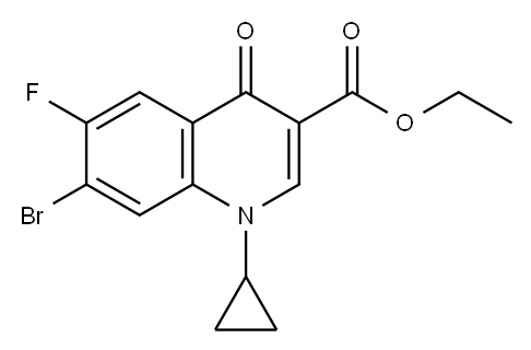3-Quinolinecarboxylic acid, 7-bromo-1-cyclopropyl-6-fluoro-1,4-dihydro-4-oxo-, ethyl ester 结构式