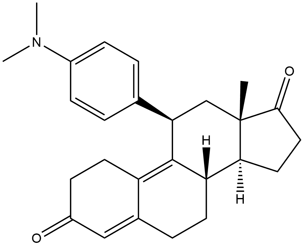 Estra-4,9-diene-3,17-dione, 11-[4-(dimethylamino)phenyl]-, (11β)- (9CI) Struktur