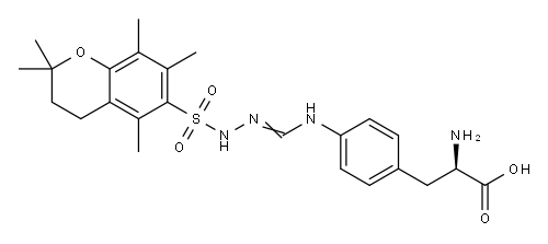 D-?Phenylalanine, 4-?[[[[(3,?4-?dihydro-?2,?2,?5,?7,?8-?pentamethyl-?2H-?1-?benzopyran-?6-?yl)?sulfonyl]?amino]?iminomethyl]?amino]?- Structure