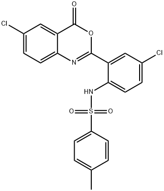BENZENESULFONAMIDE, N-[4-CHLORO-2-(6-CHLORO-4-OXO-4H-3,1-BENZOXAZIN-2-YL)PHENYL]-4-METHYL- 结构式