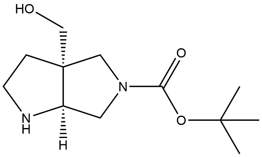 rel-1,1-Dimethylethyl (3aR,6aS)-hexahydro-3a-(hydroxymethyl)pyrrolo[3,4-b]pyrrole-5(1H)-carboxylate 结构式