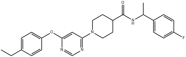 1-(6-(4-Ethylphenoxy)pyrimidin-4-yl)-n-(1-(4-fluorophenyl)ethyl)piperidine-4-carboxamide 结构式