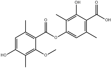 Benzoic acid, 2-hydroxy-4-[(4-hydroxy-2-methoxy-3,6-dimethylbenzoyl)oxy]-3,6-dimethyl- Structure