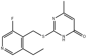 4(3H)-Pyrimidinone, 2-[[(3-ethyl-5-fluoro-4-pyridinyl)methyl]thio]-6-methyl- Struktur