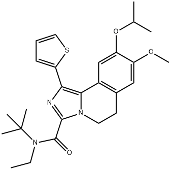 Imidazo[5,1-a]isoquinoline-3-carboxamide, N-(1,1-dimethylethyl)-N-ethyl-5,6-dihydro-8-methoxy-9-(1-methylethoxy)-1-(2-thienyl)- Structure