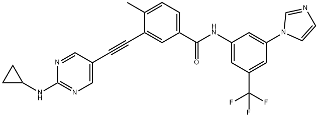 Benzamide, 3-[2-[2-(cyclopropylamino)-5-pyrimidinyl]ethynyl]-N-[3-(1H-imidazol-1-yl)-5-(trifluoromethyl)phenyl]-4-methyl- Structure