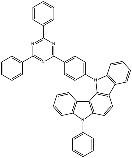 Indolo[3,2-a]carbazole, 12-[4-(4,6-diphenyl-1,3,5-triazin-2-yl)phenyl]-5,12-dihydro-5-phenyl- Structure
