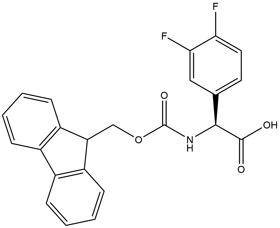 Benzeneacetic acid, α-[[(9H-fluoren-9-ylmethoxy)carbonyl]amino]-3,4-difluoro-, (αS)-,1260605-62-6,结构式