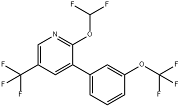 2-(Difluoromethoxy)-3-(3-(trifluoromethoxy)phenyl)-5-(trifluoromethyl)pyridine,1261728-78-2,结构式