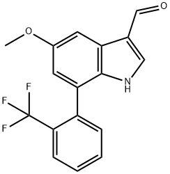 5-Methoxy-7-(2-(trifluoromethyl)phenyl)indole-3-carboxaldehyde Structure