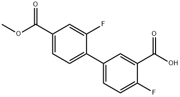 2-Fluoro-5-(2-fluoro-4-methoxycarbonylphenyl)benzoic acid 结构式