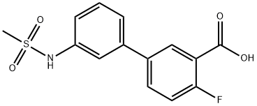 2-Fluoro-5-(3-methylsulfonylaminophenyl)benzoic acid 结构式