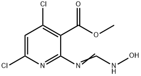 3-Pyridinecarboxylic acid, 4,6-dichloro-2-[[(hydroxyamino)methylene]amino]-, methyl ester Struktur