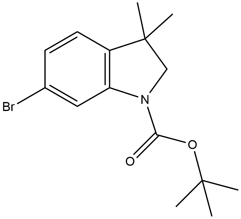 6-溴-3,3-二甲基二氢吲哚-1-甲酸叔丁酯, 1262410-58-1, 结构式
