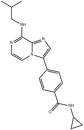 Benzamide, N-cyclopropyl-4-[8-[(2-methylpropyl)amino]imidazo[1,2-a]pyrazin-3-yl]- Structure