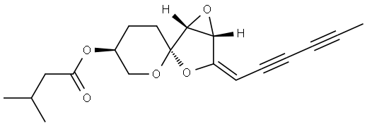 Butanoic acid, 3-methyl-, (1R,2R,4E,5S,5'S)-4-(2,4-hexadiyn-1-ylidene)tetrahydrospiro[3,6-dioxabicyclo[3.1.0]hexane-2,2'-[2H]pyran]-5'-yl ester Structure