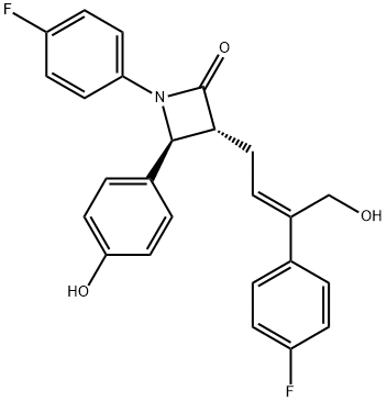 2-Azetidinone, 1-(4-fluorophenyl)-3-[(2Z)-3-(4-fluorophenyl)-4-hydroxy-2-buten-1-yl]-4-(4-hydroxyphenyl)-, (3R,4S)- Struktur