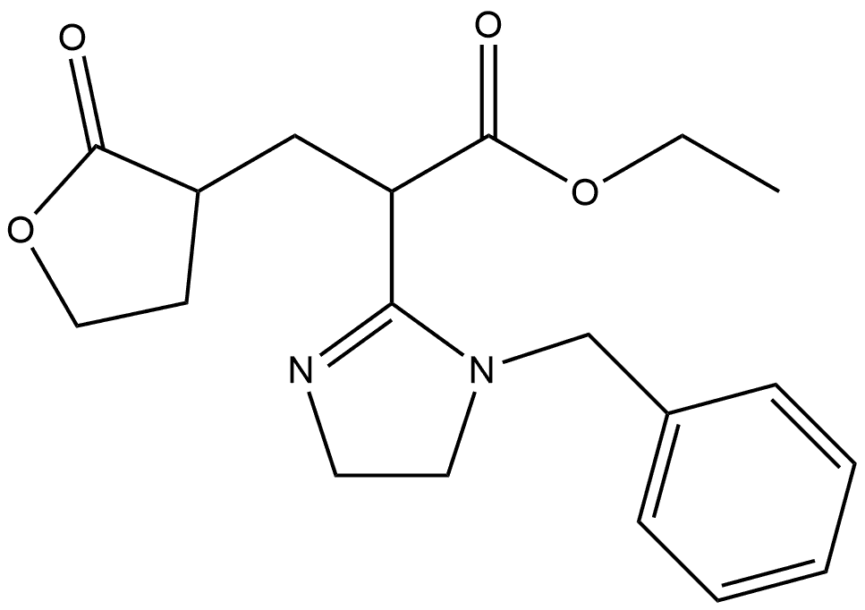 1H-Imidazole-2-acetic acid, 4,5-dihydro-1-(phenylmethyl)-α-[(tetrahydro-2-oxo-3-furanyl)methyl]-, ethyl ester Struktur