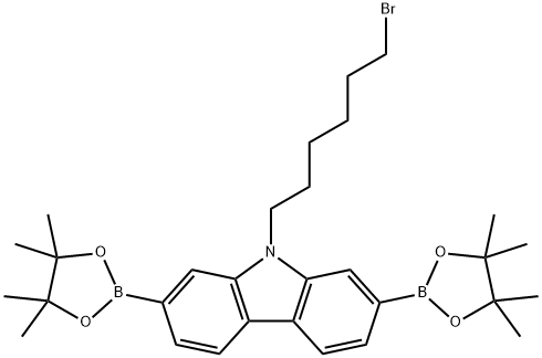 9H-Carbazole, 9-(6-bromohexyl)-2,7-bis(4,4,5,5-tetramethyl-1,3,2-dioxaborolan-2-yl)- Struktur