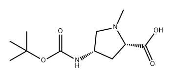 (2S,4S)-4-((叔丁氧基羰基)氨基)-1-甲基吡咯烷-2-羧酸, 1268326-44-8, 结构式