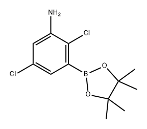 Benzenamine, 2,5-dichloro-3-(4,4,5,5-tetramethyl-1,3,2-dioxaborolan-2-yl)- Structure