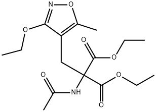 Propanedioic acid, 2-(acetylamino)-2-[(3-ethoxy-5-methyl-4-isoxazolyl)methyl]-, 1,3-diethyl ester Structure