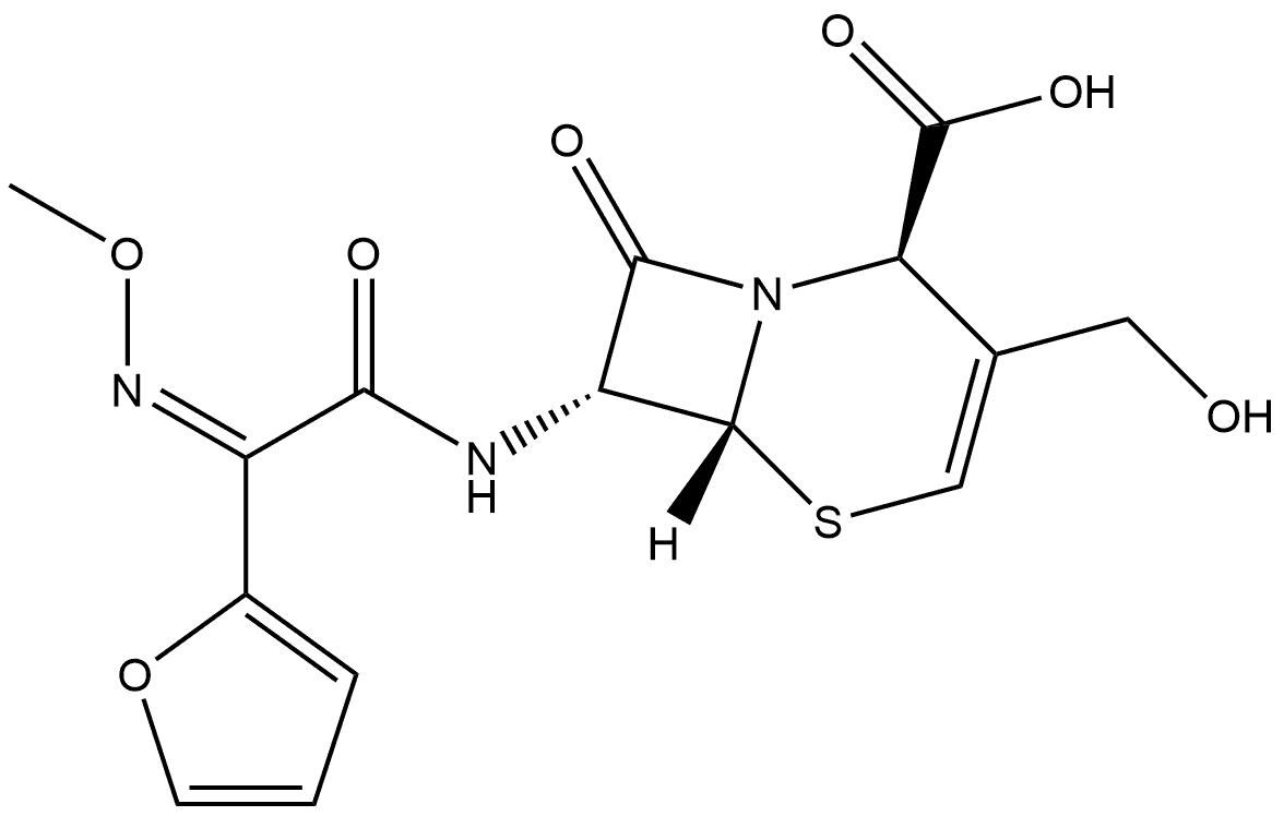 5-Thia-1-azabicyclo[4.2.0]oct-3-ene-2-carboxylic acid, 7-[[2-furanyl(methoxyimino)acetyl]amino]-3-(hydroxymethyl)-8-oxo-, [2R-[2α,6α,7β(Z)]]- (9CI) Struktur