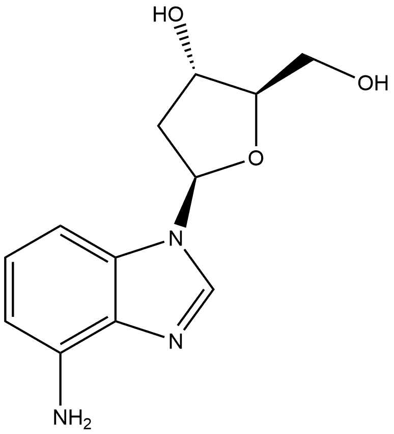 1H-Benzimidazol-4-amine, 1-(2-deoxy-β-D-erythro-pentofuranosyl)- 结构式