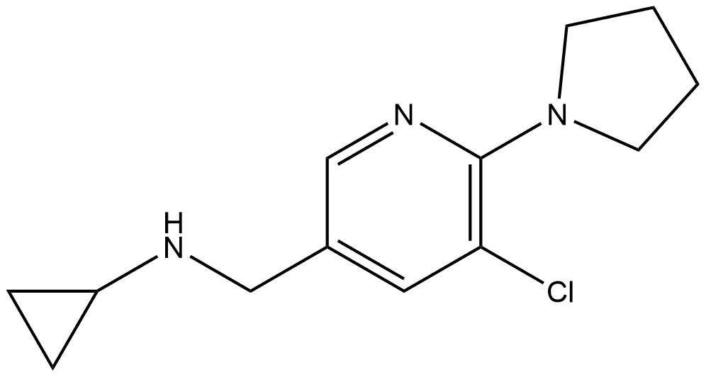 5-Chloro-N-cyclopropyl-6-(1-pyrrolidinyl)-3-pyridinemethanamine 结构式