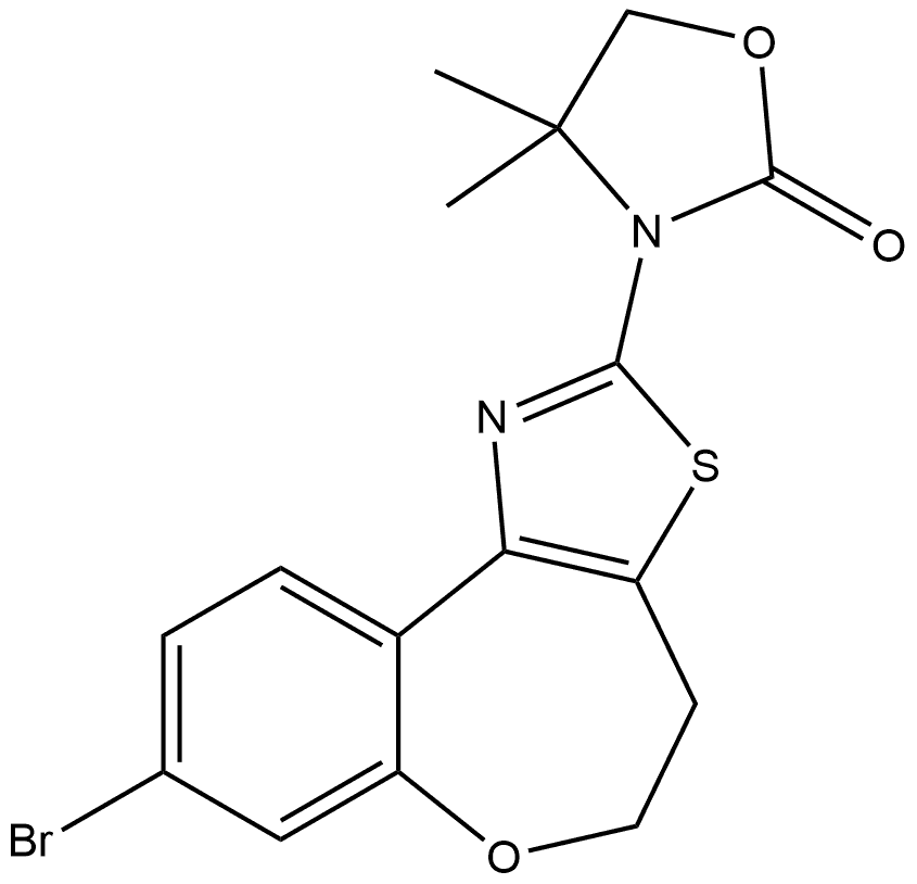 3-(8-bromo-4,5-dihydrobenzo[2,3]oxepino[4,5-d]thiazol-2-yl)-4,4-dimethyloxazolidin-2-one Structure