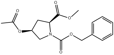 1,2-Pyrrolidinedicarboxylic acid, 4-(acetyloxy)-, 2-methyl 1-(phenylmethyl) ester, (2S,4S)- Structure
