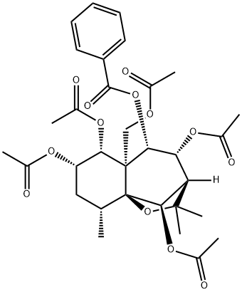 1Β,2Β,6Α,8Β,15-五乙酰氧基-9Β-苯甲酰氧基-Β-二氢沉香呋喃, 128443-60-7, 结构式