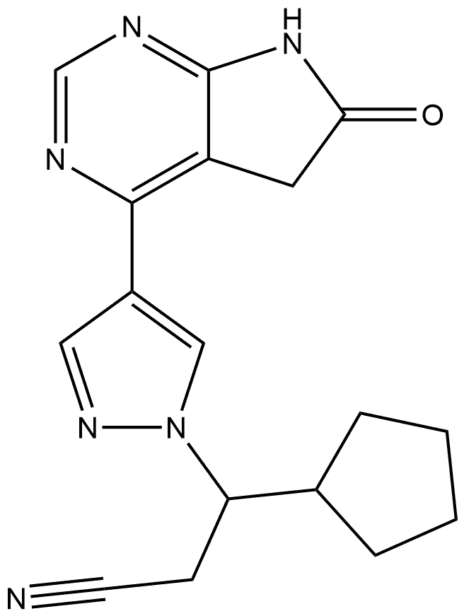 1H-Pyrazole-1-propanenitrile, β-cyclopentyl-4-(6,7-dihydro-6-oxo-5H-pyrrolo[2,3-d]pyrimidin-4-yl)- Structure