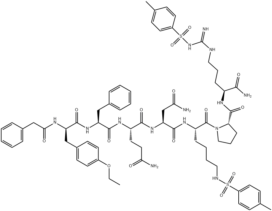 L-Ornithinamide, O-ethyl-N-(phenylacetyl)-D-tyrosyl-L-phenylalanyl-L-glutaminyl-L-asparaginyl-N6-[(4-methylphenyl)sulfonyl]-L-lysyl-L-prolyl-N5-[imino[[(4-methylphenyl)sulfonyl]amino]methyl]- (9CI)