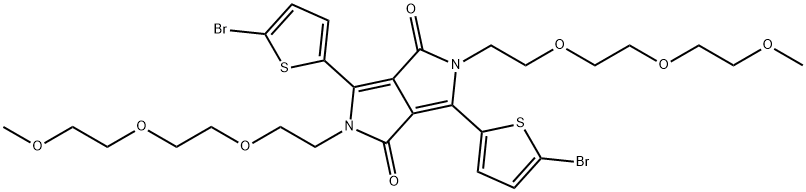 3,6-二(5-溴噻吩-2-基)-2,5-二(2-(2-(2-甲氧基乙氧基)乙氧基)乙基)吡咯并[3,4-C]吡咯-1,4(2H,5H)-二酮, 1296131-05-9, 结构式