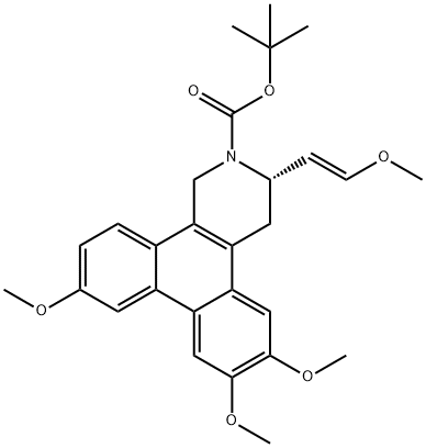 Dibenz[f,h]isoquinoline-2(1H)-carboxylic acid, 3,4-dihydro-6,7,10-trimethoxy-3-[(1E)-2-methoxyethenyl]-, 1,1-dimethylethyl ester, (3S)-,1296267-72-5,结构式
