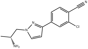 Benzonitrile, 4-[1-[(2R)-2-aminopropyl]-1H-pyrazol-3-yl]-2-chloro- Struktur