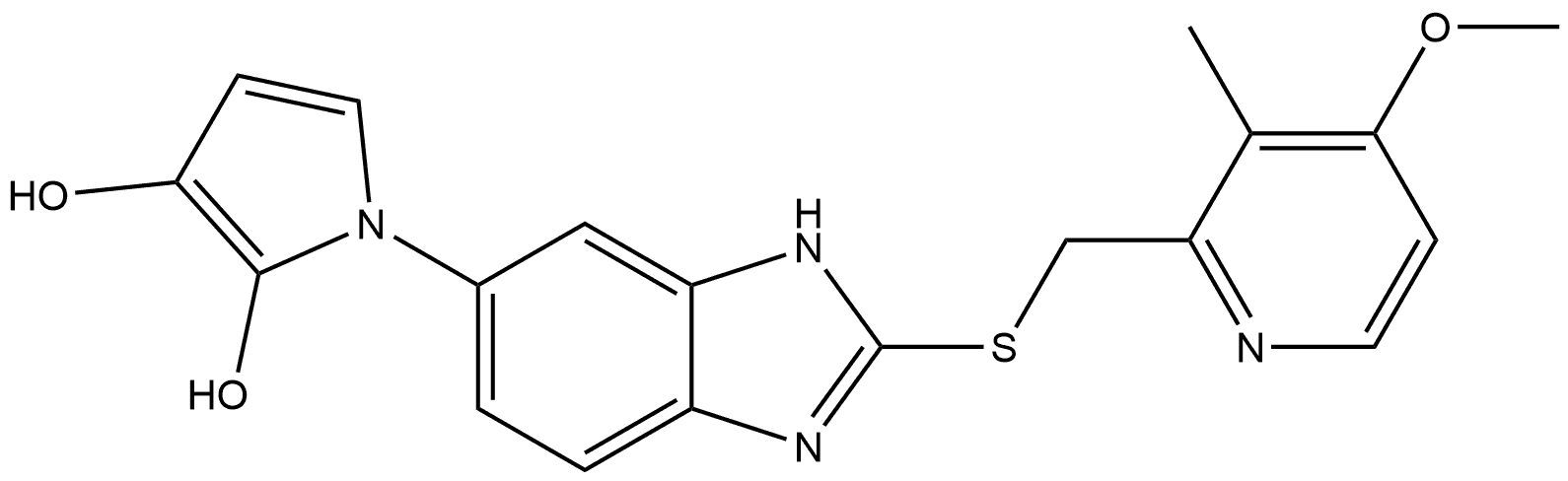 1-[2-[[(4-Methoxy-3-methyl-2-pyridinyl)methyl]thio]-1H-benzimidazol-6-yl]-1H-pyrrole-2,3-diol 结构式