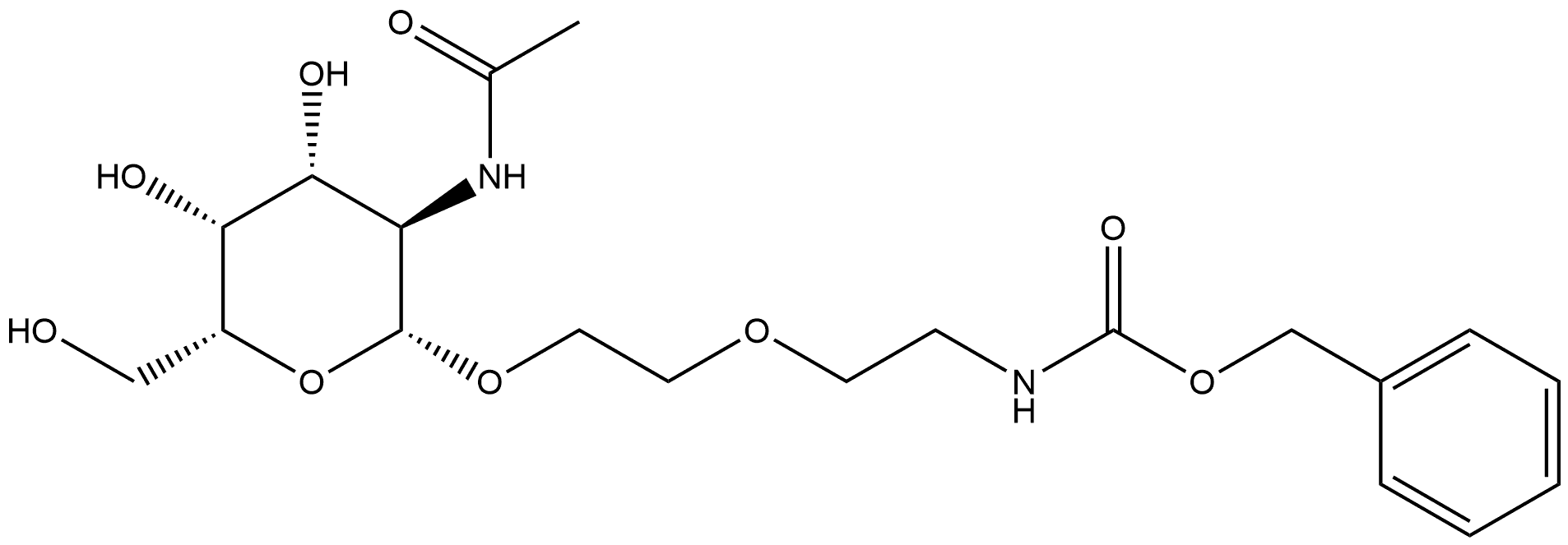 Carbamic acid, N-[2-[2-[[2-(acetylamino)-2-deoxy-β-D-galactopyranosyl]oxy]ethoxy]ethyl]-, phenylmethyl ester Struktur