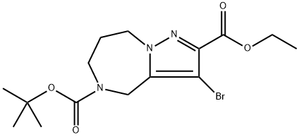 5-(tert-butyl) 2-ethyl 3-bromo-7,8-dihydro-4H-pyrazolo[1,5-a][1,4]diazepine-2,5(6H)-dicarboxylate Struktur