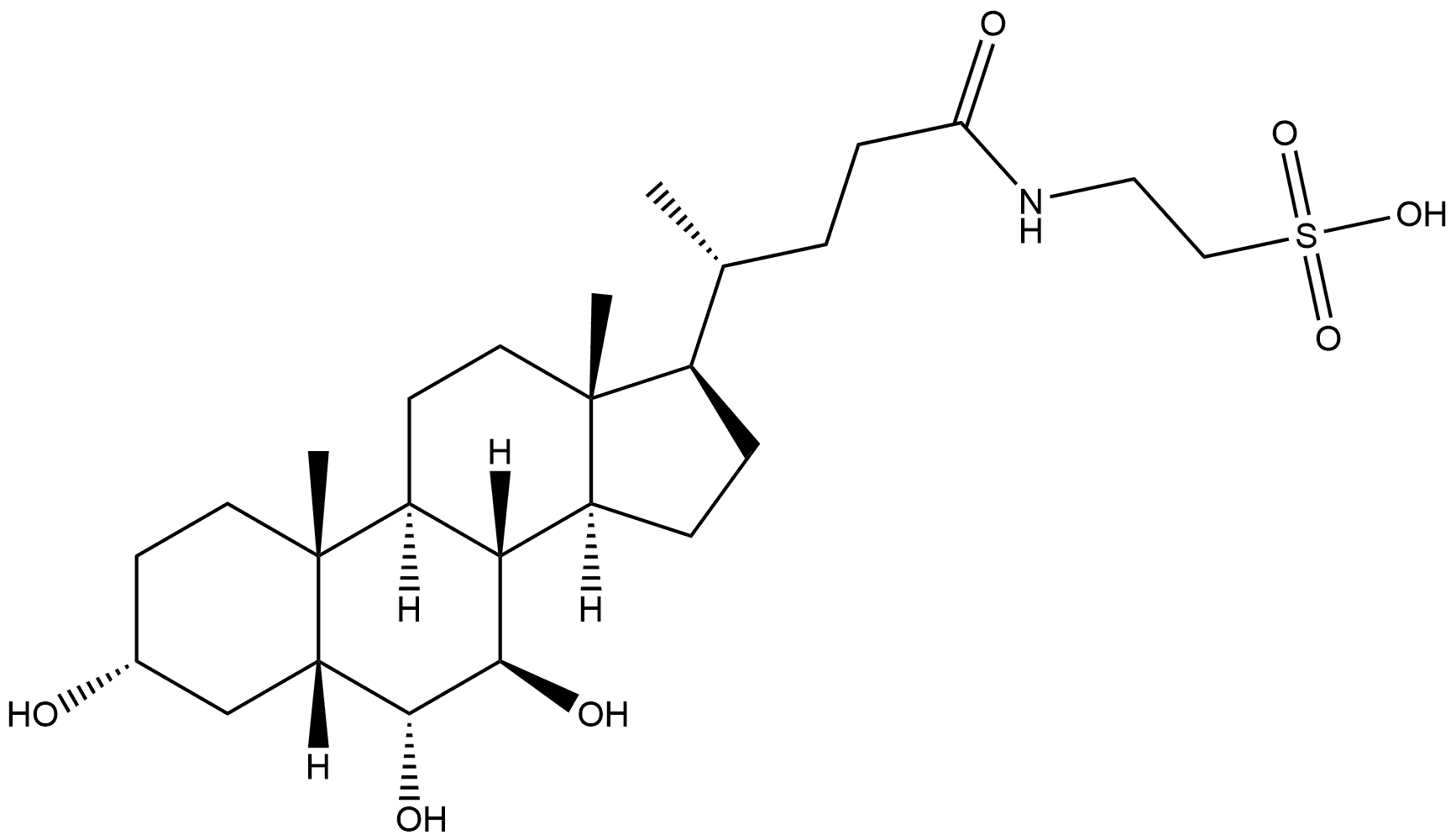 Ethanesulfonic acid, 2-[[(3α,5β,6α,7β)-3,6,7-trihydroxy-24-oxocholan-24-yl]amino]- 结构式