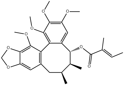 2-Butenoic acid, 2-methyl-, (5R,6S,7S)-5,6,7,8-tetrahydro-1,2,3,13-tetramethoxy-6,7-dimethylbenzo[3,4]cycloocta[1,2-f][1,3]benzodioxol-5-yl ester, (2E)- Structure