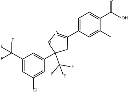 Benzoic acid, 4-[5-[3-chloro-5-(trifluoromethyl)phenyl]-4,5-dihydro-5-(trifluoromethyl)-3-isoxazolyl]-2-methyl- 结构式