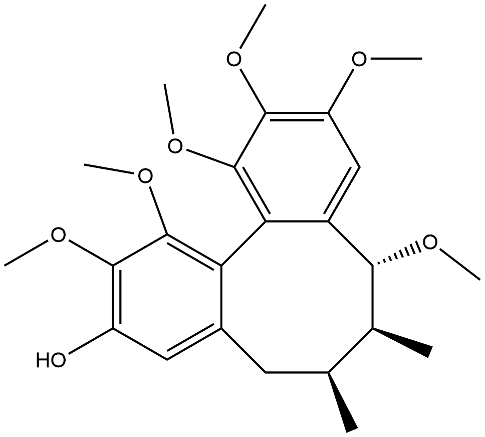 Dibenzo[a,c]cycloocten-3-ol, 5,6,7,8-tetrahydro-1,2,8,10,11,12-hexamethoxy-6,7-dimethyl-, (6S,7S,8R,12aS)- Structure