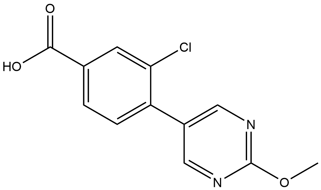 3-Chloro-4-(2-methoxy-5-pyrimidinyl)benzoic acid 结构式