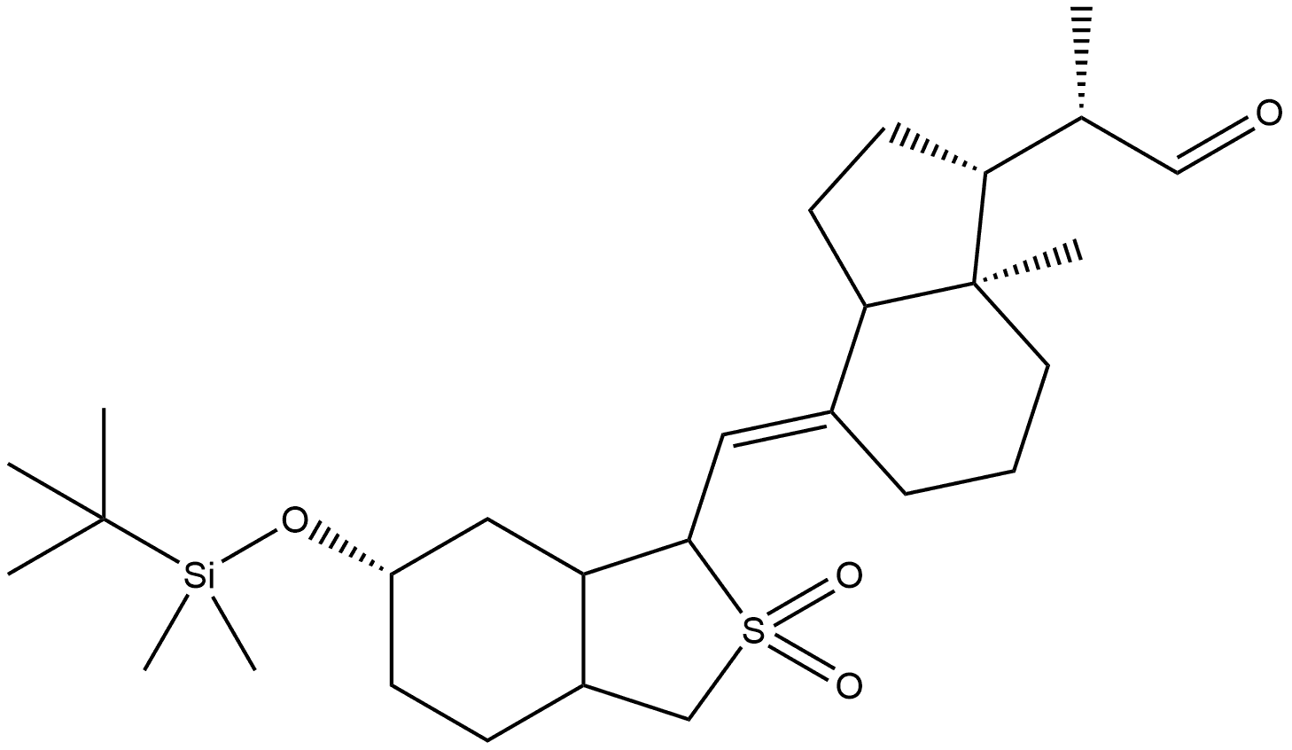 2-{4-[6-(tert-Butyl-dimethyl-silanyloxy)-2,2-dioxo-octahydro-2l6-benzo[c]thiophen-1-ylmethylene]-7a-methyl-octahydro-inden-1-yl}-pro
pioldehyde Struktur