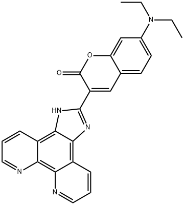 7-(二乙氨基)-3-(1H-咪唑并[4,5-F][1,10]菲咯啉-2-基)-2H-1- 苯并吡喃-2-酮 结构式