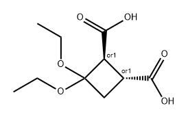 1,2-Cyclobutanedicarboxylic acid, 3,3-diethoxy-, (1R,2S)-rel- Structure