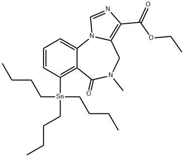 4H-Imidazo[1,5-a][1,4]benzodiazepine-3-carboxylic acid, 5,6-dihydro-5-methyl-6-oxo-7-(tributylstannyl)-, ethyl ester Structure